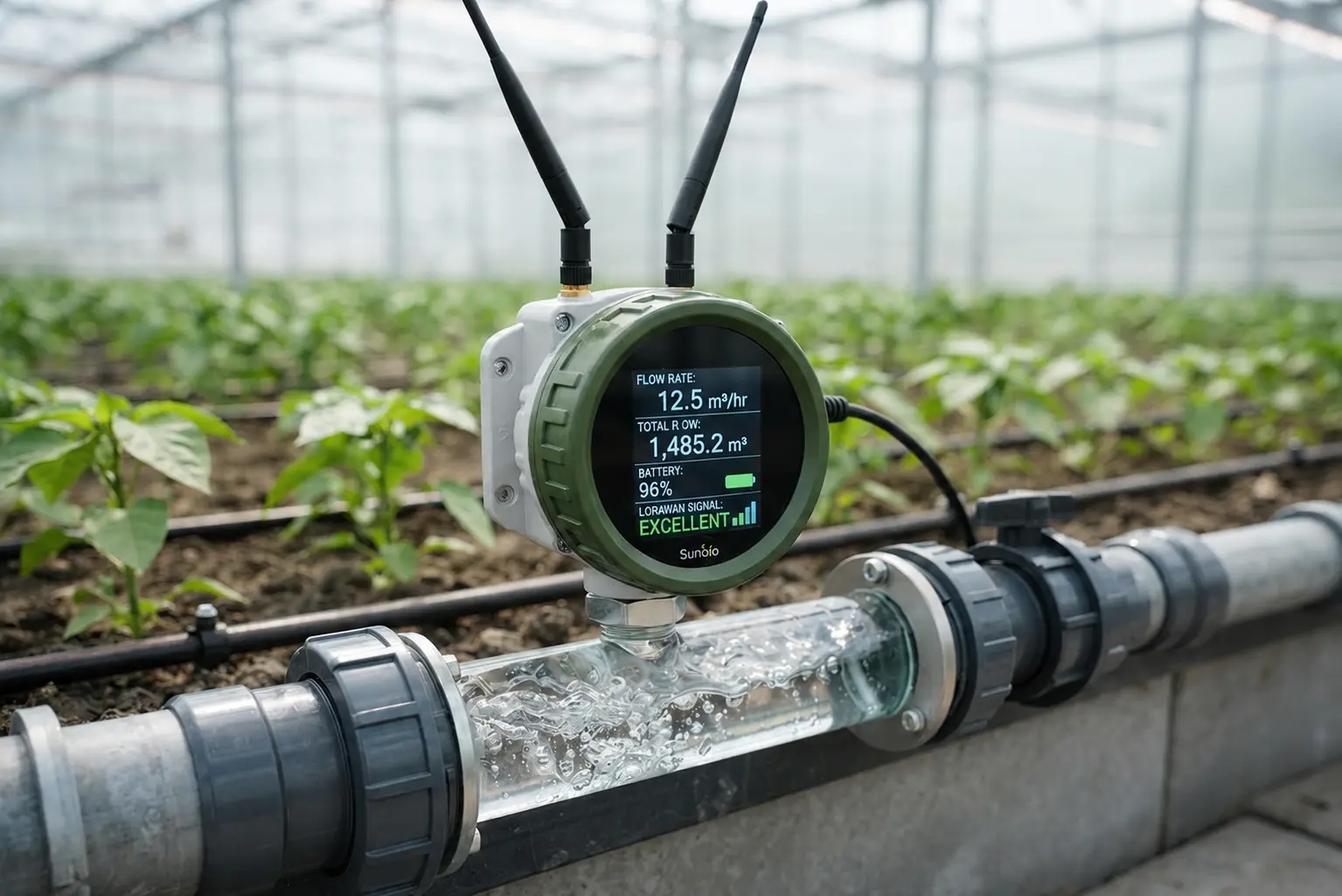 SunBio digital water flow meter unit