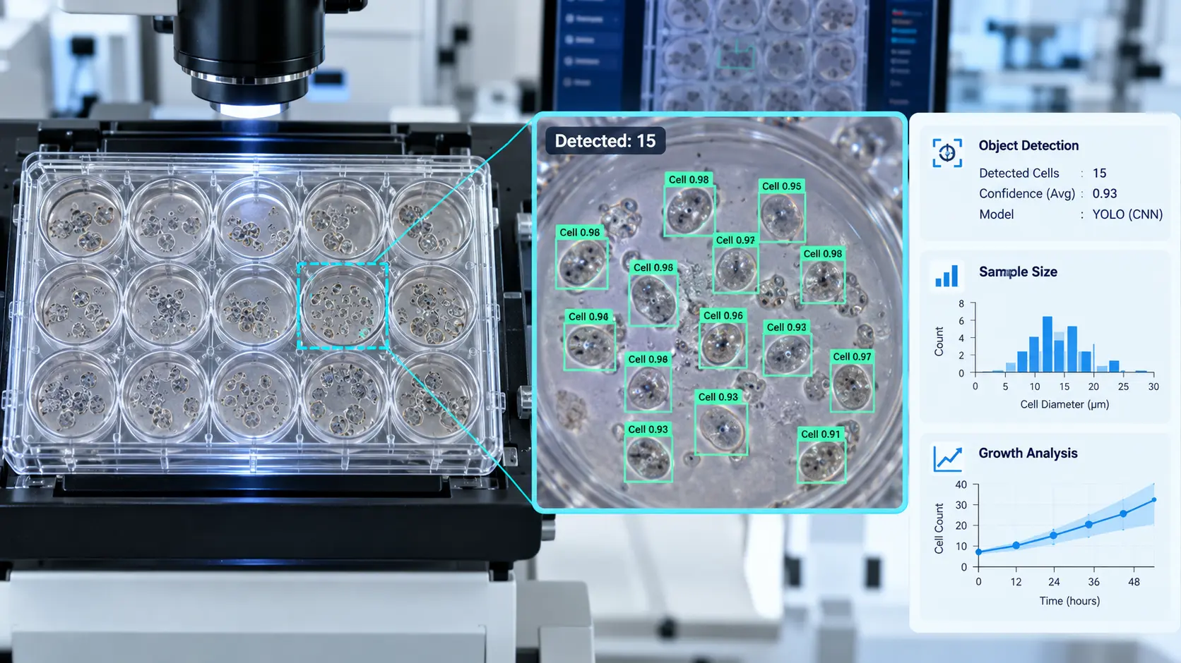 Laboratory Cell Sample Microscopic Analysis and Cell Counting